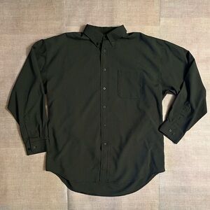 Consensus Mens Button Front Shirt, Long Sleeve, Black/White, Size L